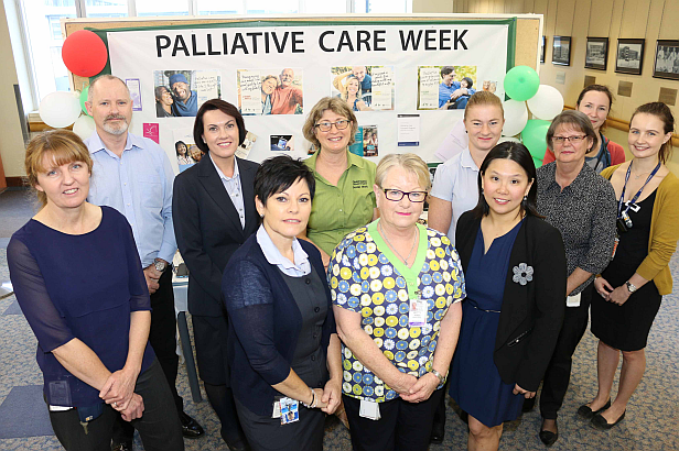 Staff from across the Toowoomba Hospital including (from left) Sue McLevie, Alistair Stronach, Andrea Barber, Tracey Roberts, Annette Hodgkinson, Betty Hobson, Karen McKellar, Dr Patty Lee-Apostol, Donna Byrne, Dr Ashleigh Herron and Liz Palmer work to provide the best palliative care outcomes for patients.