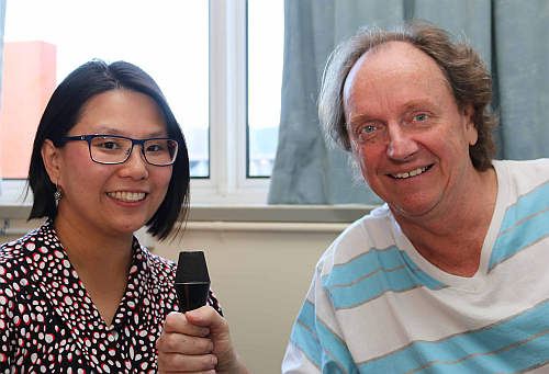 Dr Patty Lee-Apostol being interviewed by Toowoomba Regional Radio personality, Krazy Kevin